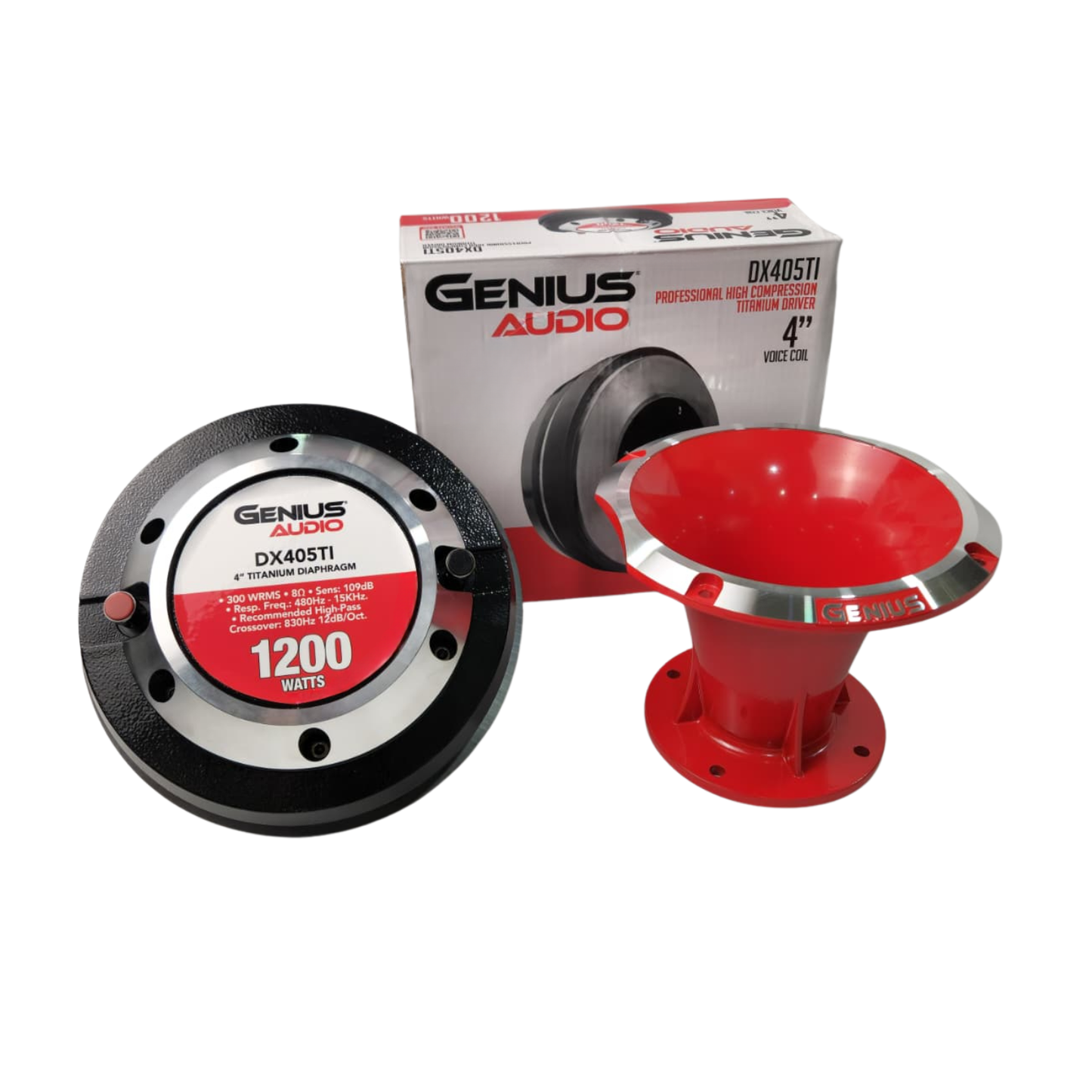 Driver 4" Titanium DX405TI Genius Audio con Trompeta de Colores 300W RMS