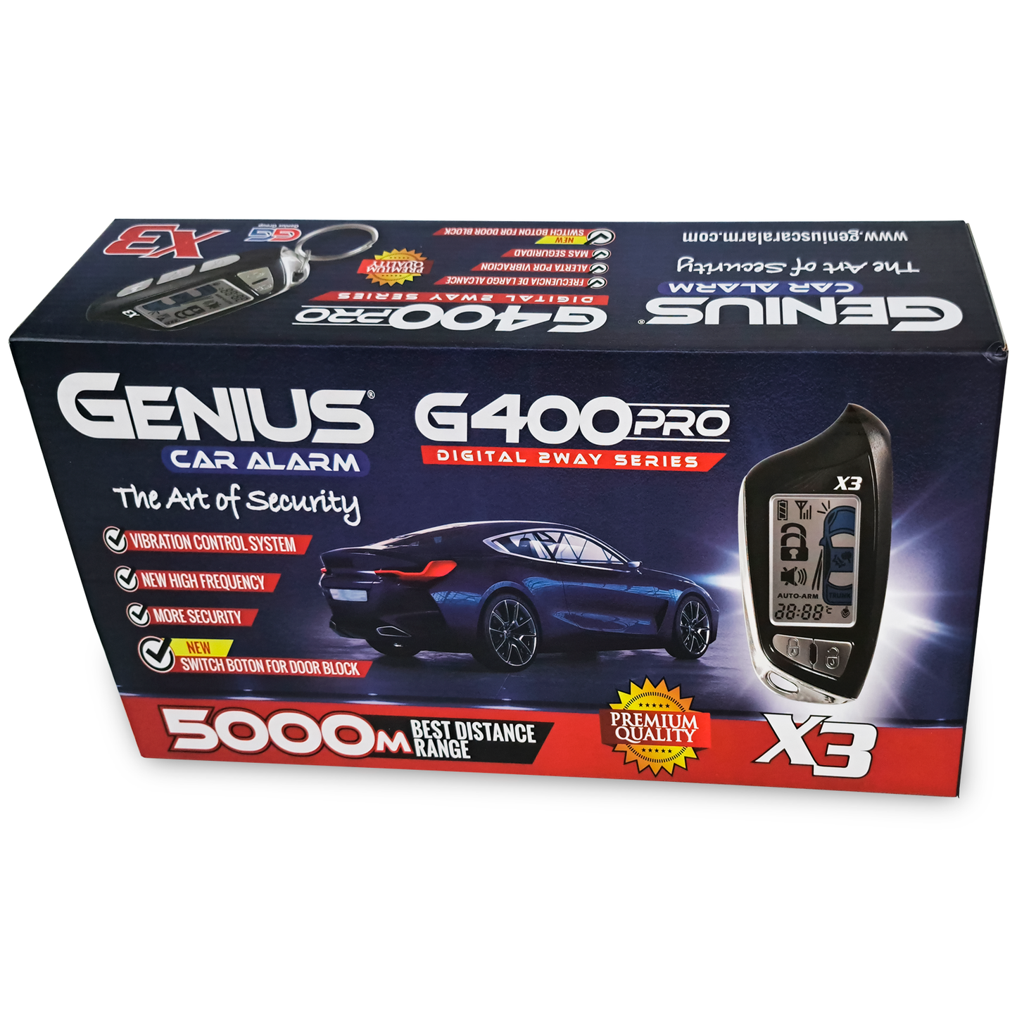 Alarma Digital Para Automóvil Genius Antirrobo 5000 Metros