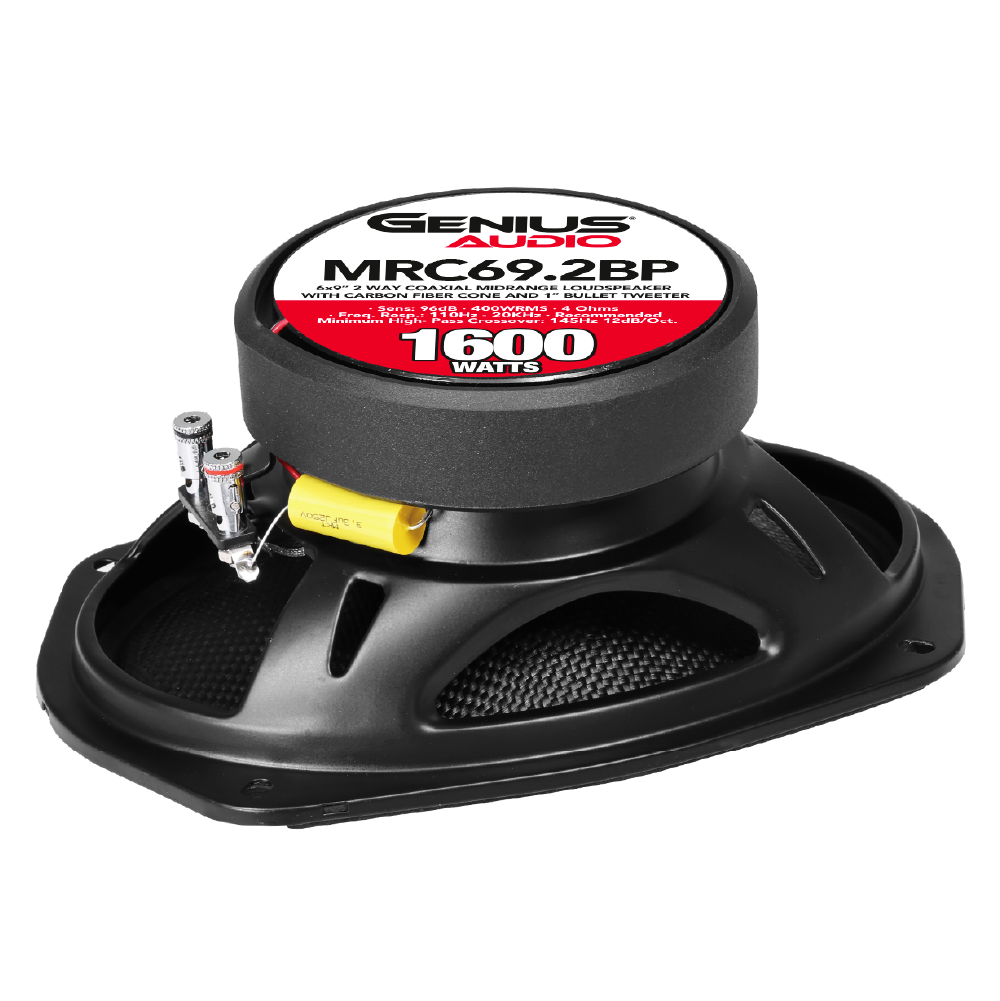 Par de Bocinas para Carro Coaxial 6x9” de 2 Vías con Cono de Fibra de Carbono – Resistente al Agua Genius Audio