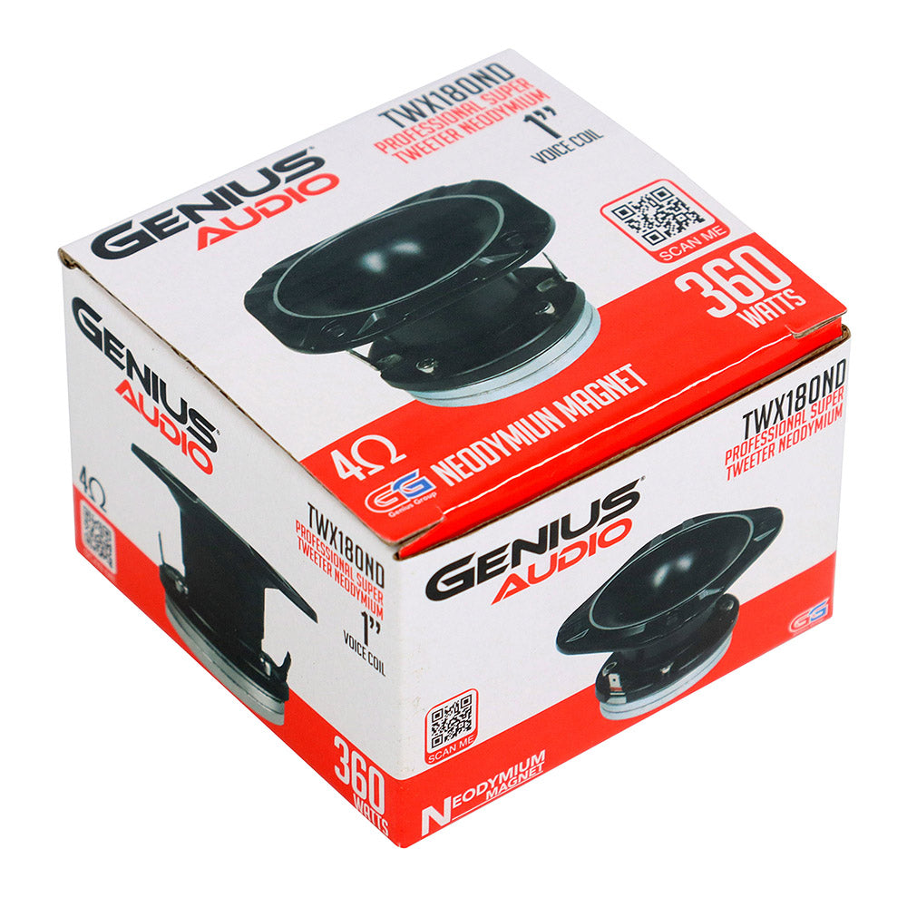 Bocina Tweeter Profesional Compacto de Neodimio de Genius Audio TWX180ND Alta Compresión con Bobina de 1” y 180W MAX