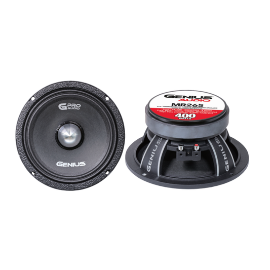 Medio Rango 6.5” Car Audio MR265 Profesional 200W RMS Genius Audio | Bocina de Competencia SPL/SQ Ferrita con Bullet 4 Ohms Alta Presión Sonora