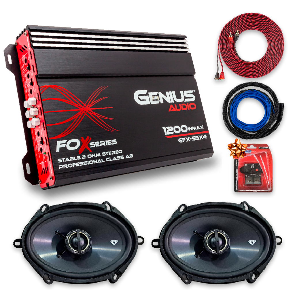 Bocinas 5x7PulG Black Diamond Amplificador Fox y Kit Cables