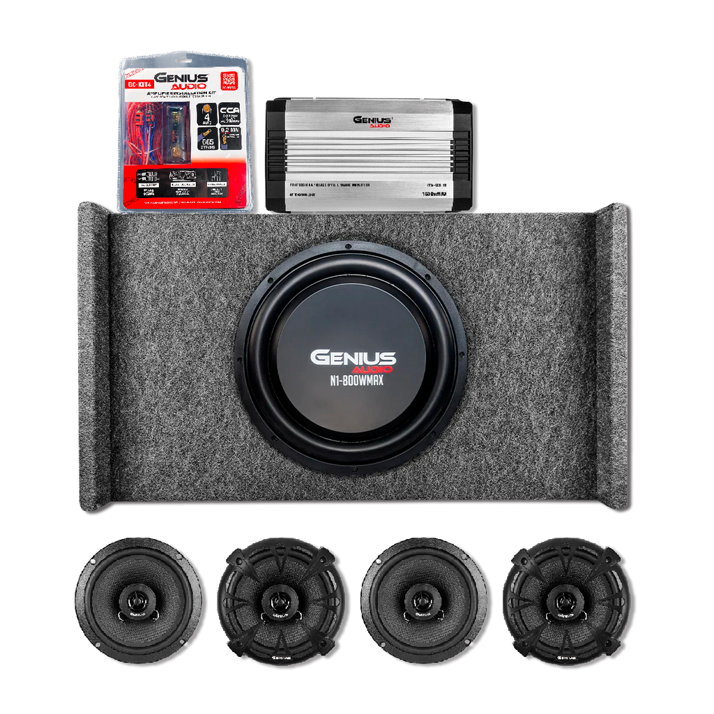 Combo Cajón Acústico con Subwoofer 12” Nitro con Amplificador clase D más Bocinas y Kit de Cables de Regalo para Carro