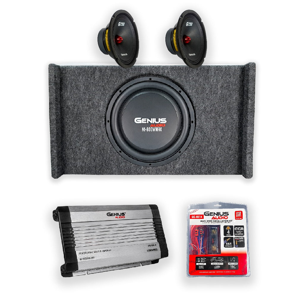 Cajón Plano Para Carro con Subwoofer de 12” más Amplificador y Kit de Cables de Regalo