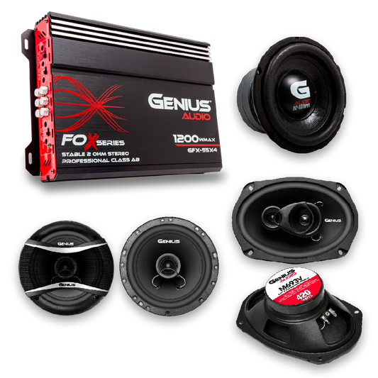 Paquete Completo de Audio Automotriz 5 Bocinas + Amplificador
