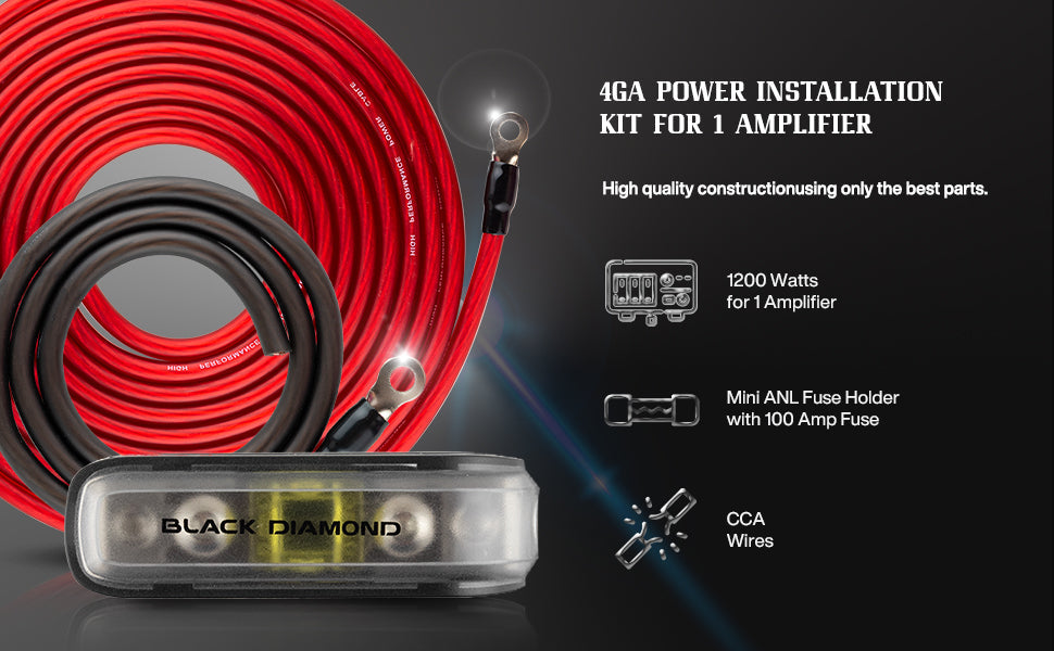 Kit De Cable De Audio 4ga Rca- Black Diamond