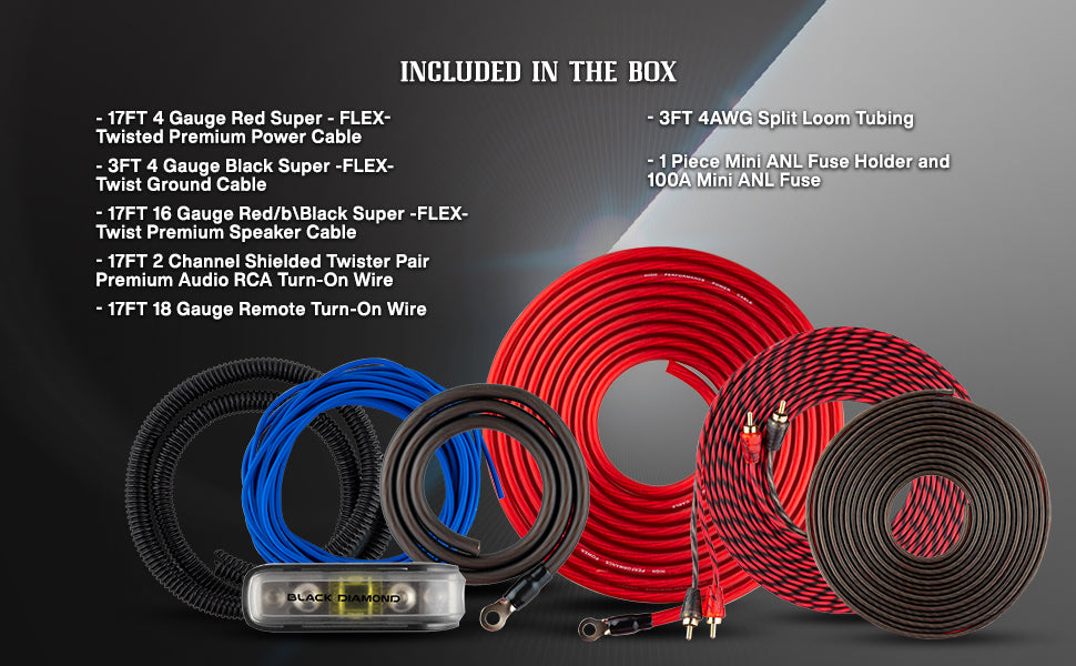 Kit De Cable De Audio 4ga Rca- Black Diamond