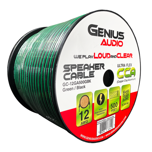 CABLE DE ALTAVOZ DE CALIBRE 12GA/CCA VERDE Y NEGRO OXIGEN FREE 500 ft/ 150 mts