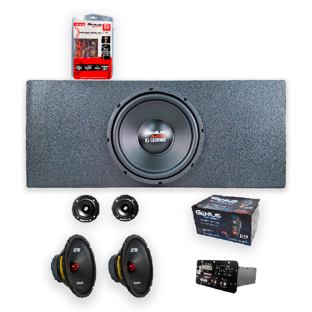 Sistema Car Audio con Subwoofer 12", Amplificador Mono, Medio Rango y Tweeter de Alta Eficiencia