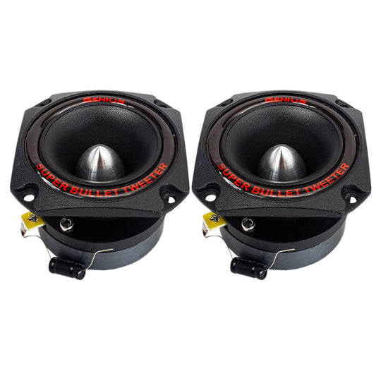 Par Bocinas Genius Audio Tweeter con Bala de Aluminio de Compresión de 3” Diafragma de Titanio de 1” Bobina