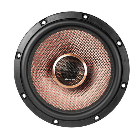 Par de Bocinas para Carro GXT65.2HR Coaxial de 6.5” con 2 Vías de Alta Calidad con Cono Tejido Mezclado de Fibra de Carbono Negra y Fibra de Vidrio Roja