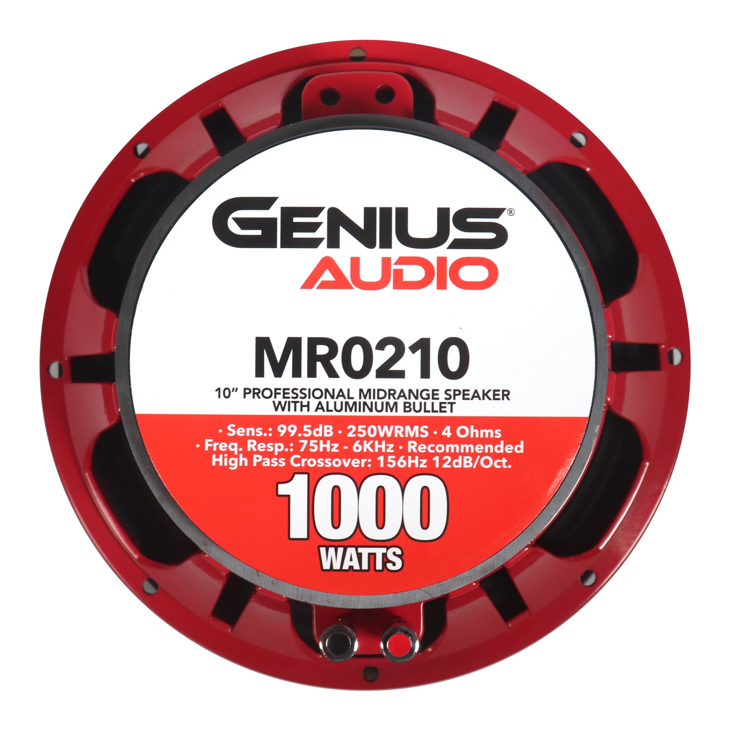 Bocina Genius Audio MR0210 de 10" Medio Rango con Bullet – 250W RMS / 500W MAX