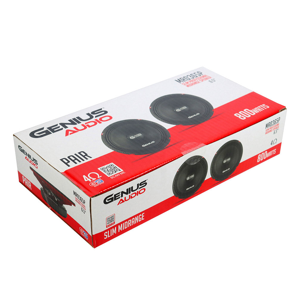 Bocina de Rango Medio Slim MR0365P de 6.5" con 200W RMS - 400W MAX, 92.5dB, Diseño Compacto Genius Audio