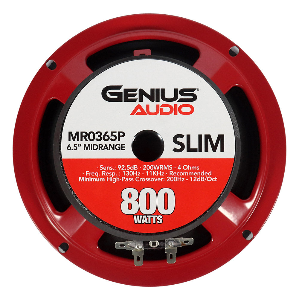 Bocina de Rango Medio Slim MR0365P de 6.5" con 200W RMS - 400W MAX, 92.5dB, Diseño Compacto Genius Audio