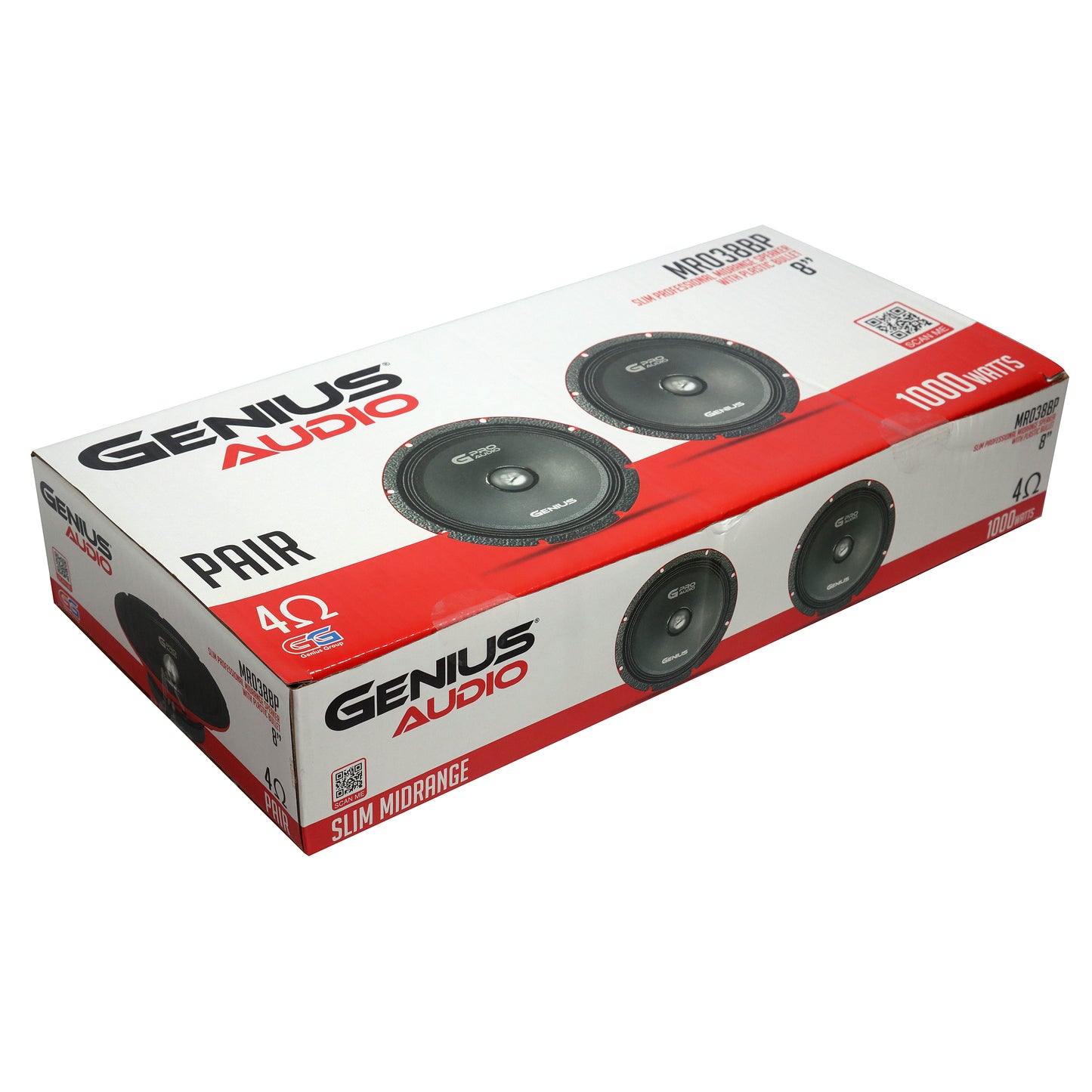 Par de Bocinas de Medios Profesional Delgado MR038BP 8" con Bala para Auto – Genius Audio