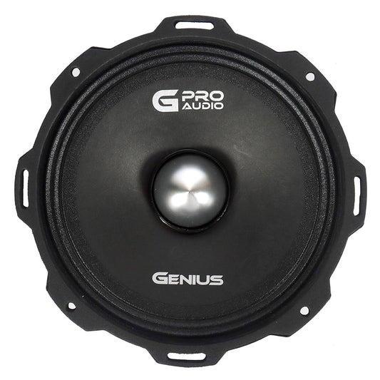 Par de Bocinas Medio Rango Profesional Slim de 6.5” con 250 RMS con Bobina de 1.5” MR0765BP de GENIUS AUDIO.