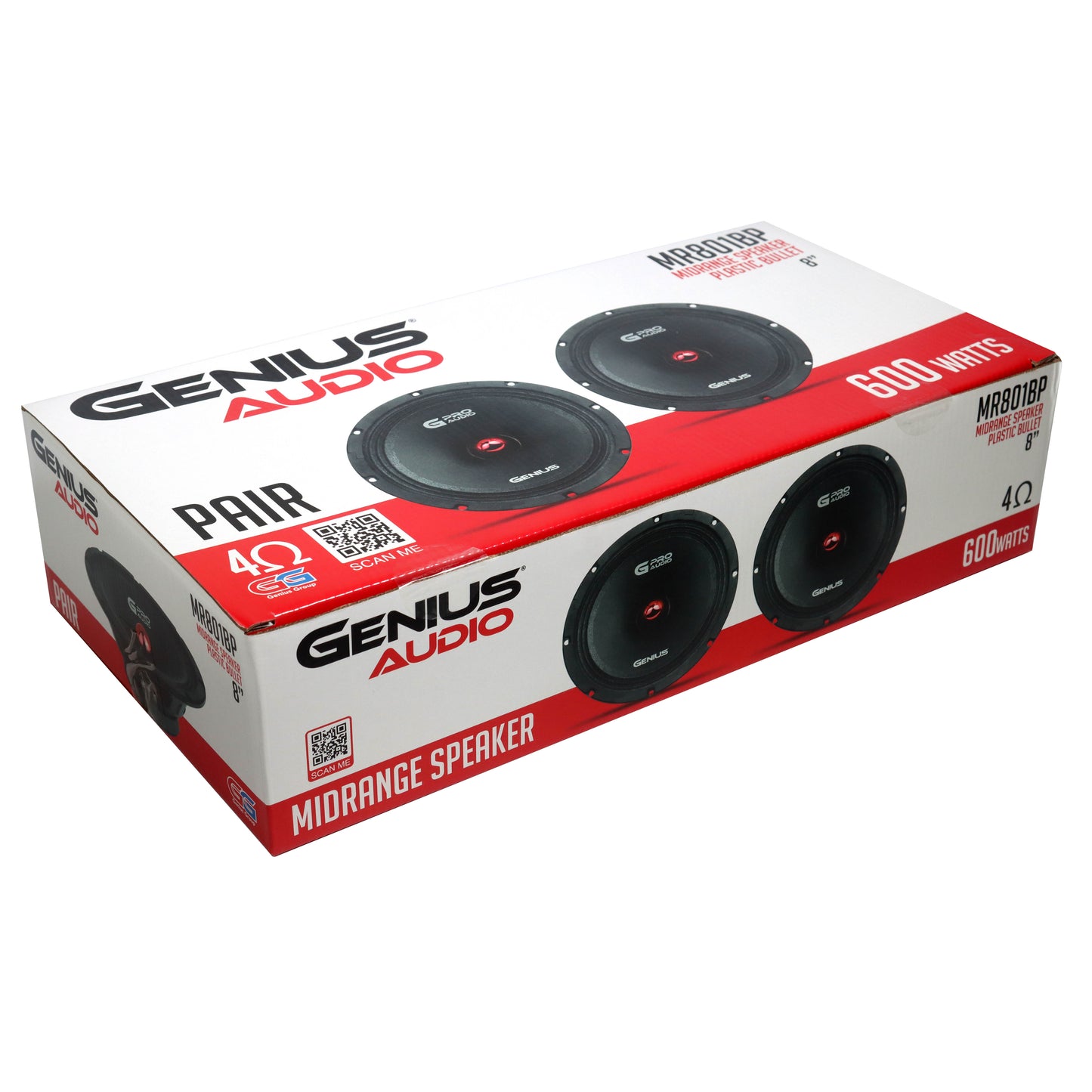 Par de Bocinas de 8" para Auto Medio Rango con Bullet MR801BP