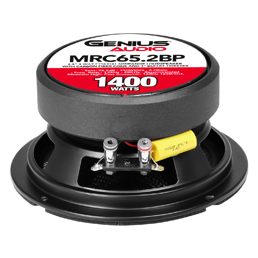 Par de Bocina Coaxial para Carro de 6.5” Genius Audio de 2 Vías Medio Rango y Tweeter con bala integrada de 1” Resistente al Agua