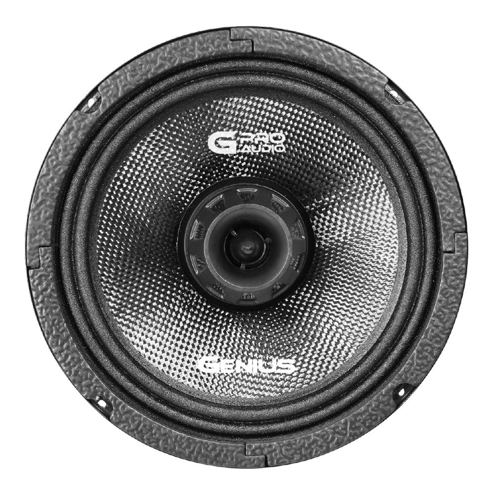 Par de Bocinas para Carro MRC8.2BP Coaxial 8” de 2 Vías con Cono de Fibra de Carbono Resistente al agua Genius Audio