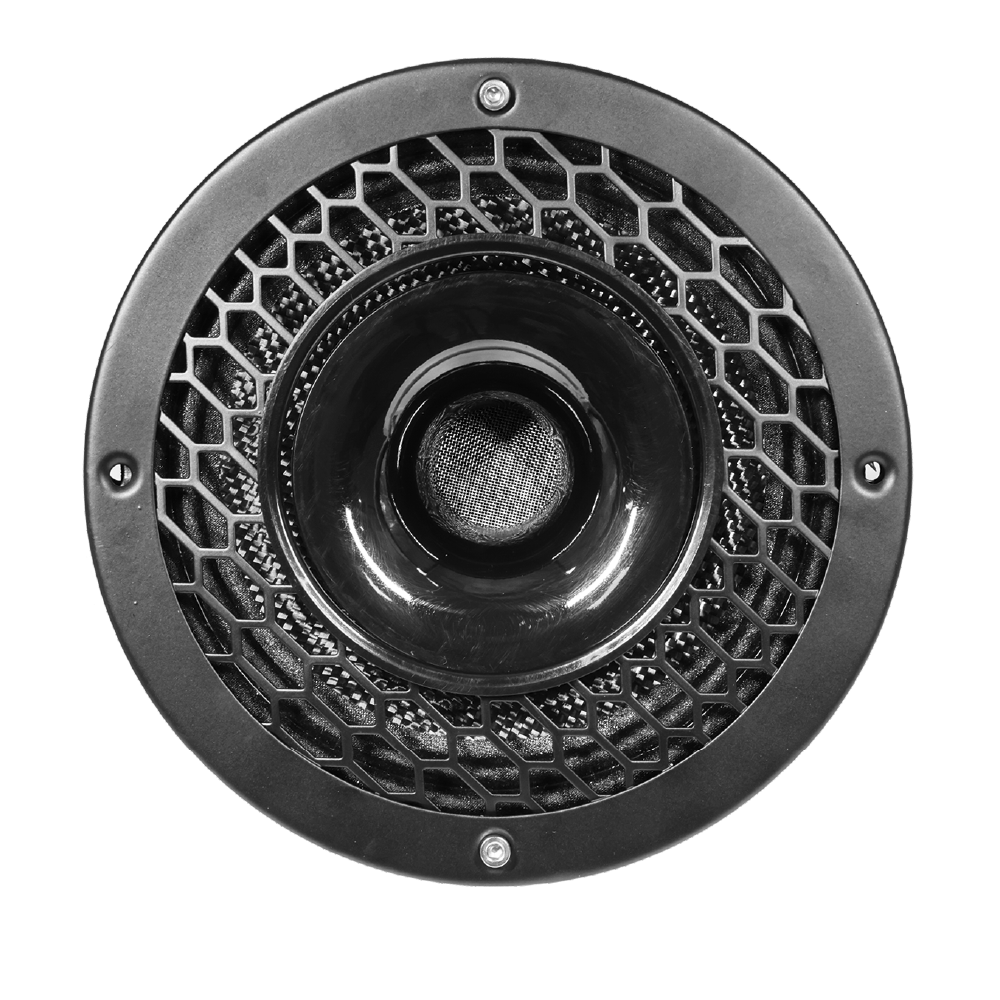 Par de Altavoz MRH65.2CP Híbrido Profesional Delgado de 6.5” con Fibra de Carbono Resistente al Agua y Bocina de Driver de Comprensión de 1”