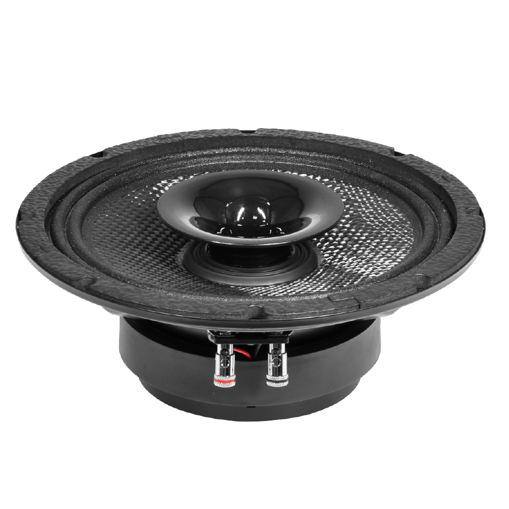 Par de Altavoz MRH8.2CP Híbrido Profesional Delgado de 8” con Fibra de Carbono Resistente al Agua y Bocina de Driver de Comprensión de 1”