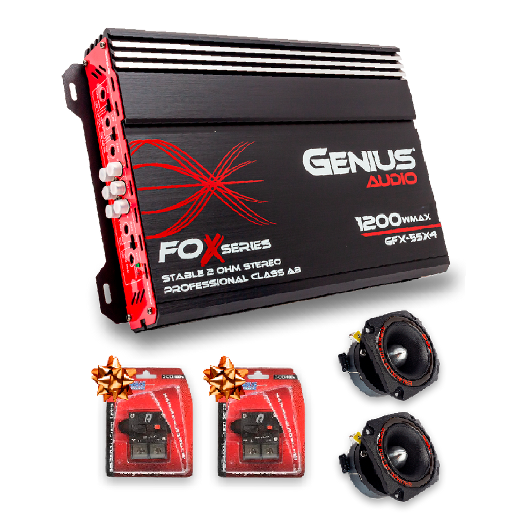 Sistema de Audio Genius Audio + Amplificador 4 Canales con Regalo