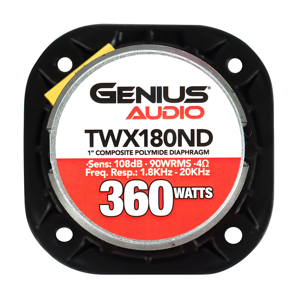Bocina Tweeter Profesional Compacto de Neodimio de Genius Audio TWX180ND Alta Compresión con Bobina de 1” y 180W MAX