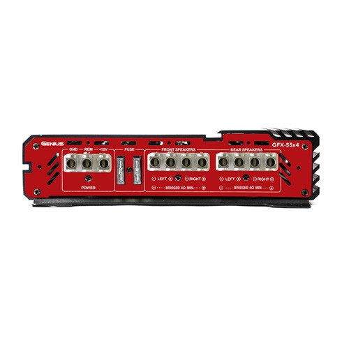 AMPLIFICADOR CLASE A/B SERIE FOX 4 CANALES  1200 W MAX/ 55 WRMS X 4 CH ESTABLE 2 OHM ESTEREO