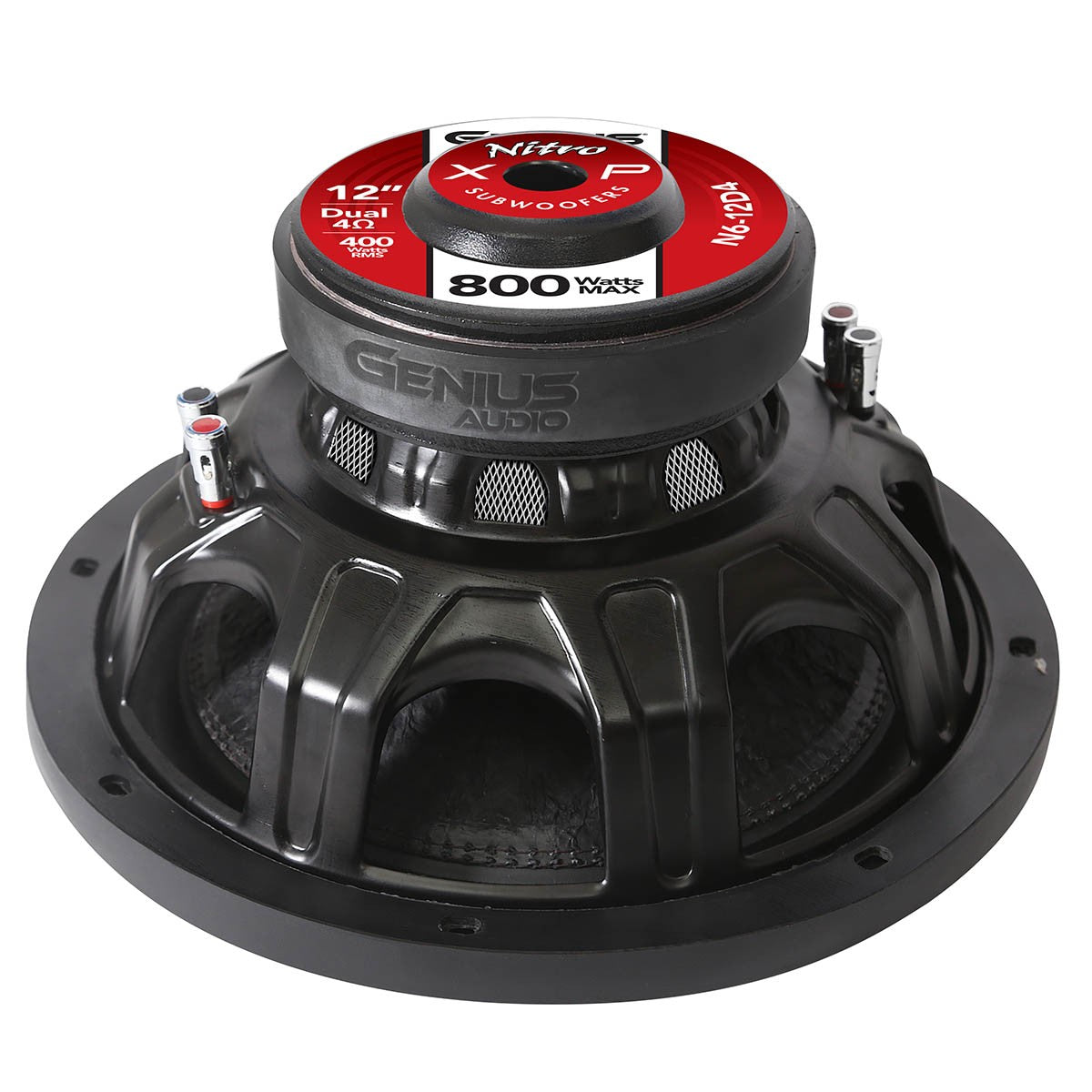 SUBWOOFER 12" SERIE NITRO 800 WMAX / 400 WRMS DOBLE BOBINA 4 OHM BOBINA DE ALAMBRE REDONDO DE COBRE